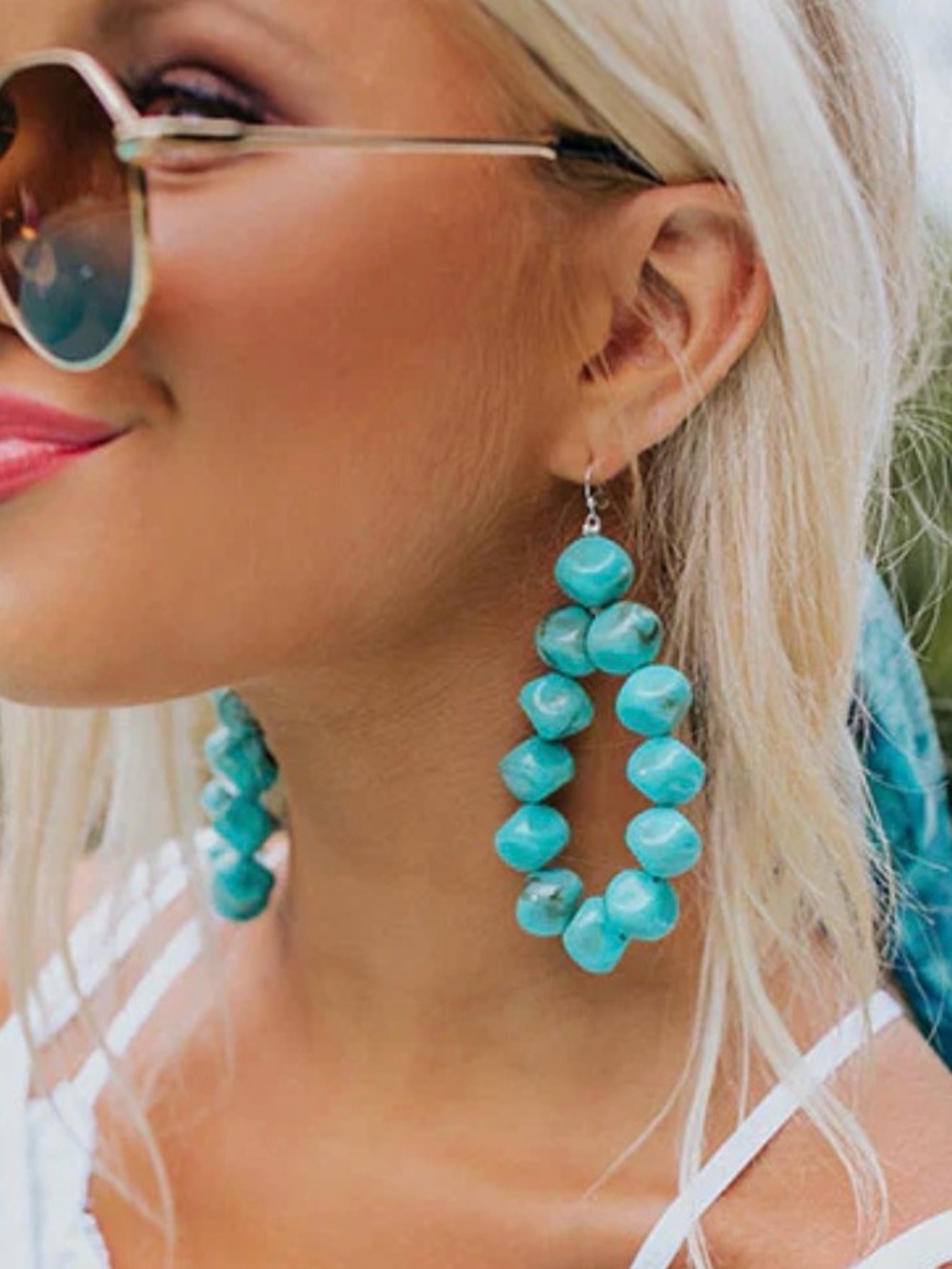 Isac Beaded Turquoise Earrings
